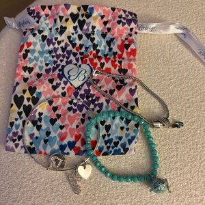 Brighton Silver & Turquoise Bracelet, love, keepsake box, flip flop set of 3